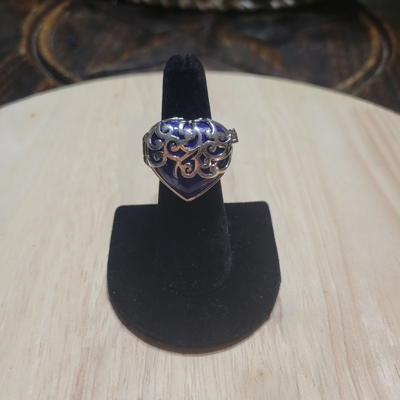 Sterling Silver Lapis Heart Ring - Picture 2 of 5